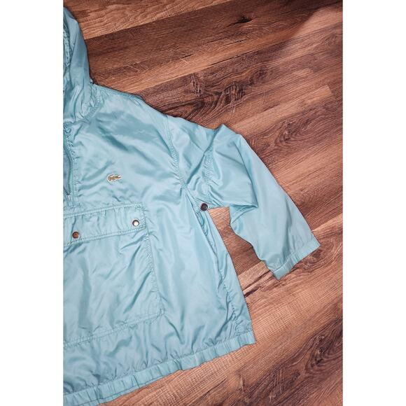 Vintage Lacoste Pullover Windbreaker Jacket Teal Green Half-Zip Hooded Men’s L - Picture 13 of 15